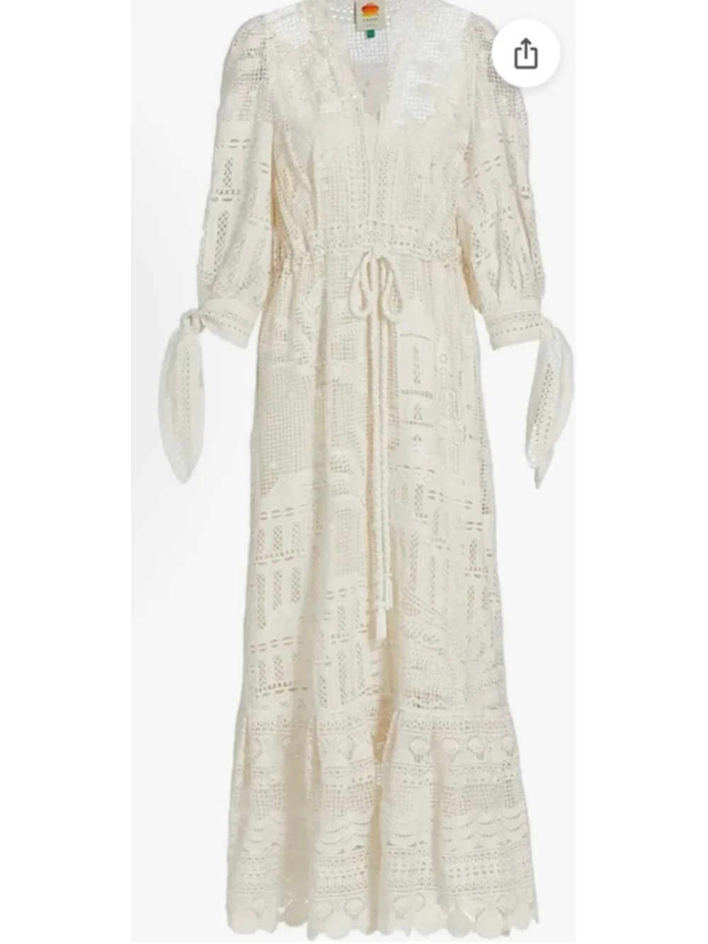 FARM Rio Morada Boa Guipure Lace Maxi Dress Cream - Picture 3 of 12